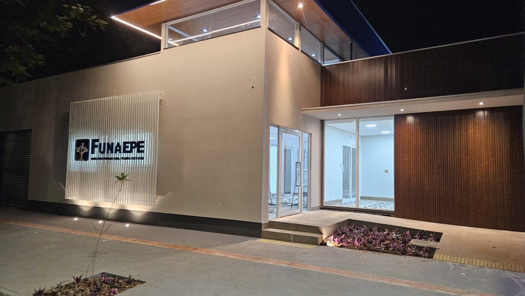 Fachada concluída da nova sede da FUNAEPE em Light Steel Frame em Dourados-MS